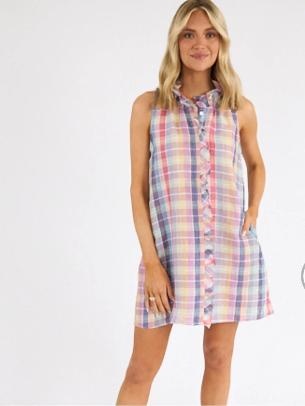 Sundays Gaelle Linen Sleeveless Swing Mini Dress - Picture 4 of 12